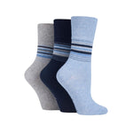 Load image into Gallery viewer, GENTLE GRIP 3Pk Crew Socks - Plain Stripe - Women&#39;s UK 4-8
