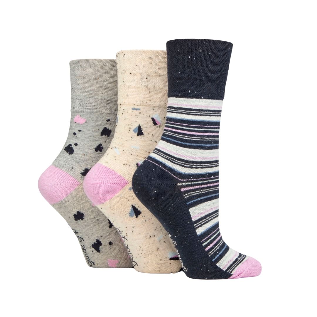 GENTLE GRIP 3Pk Crew Socks- Summer Series - Women's