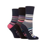 Load image into Gallery viewer, GENTLE GRIP 3Pk Crew Socks - Patterned Stripes - Women&#39;s UK 4-8
