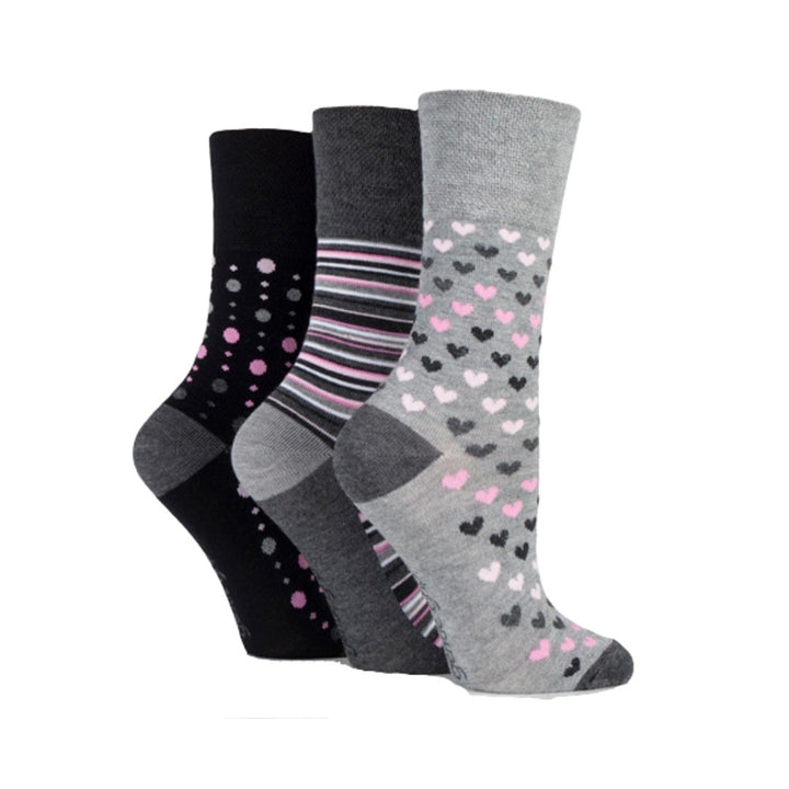 GENTLE GRIP 3pk  Crew Socks-Bamboo-Womens 4-8