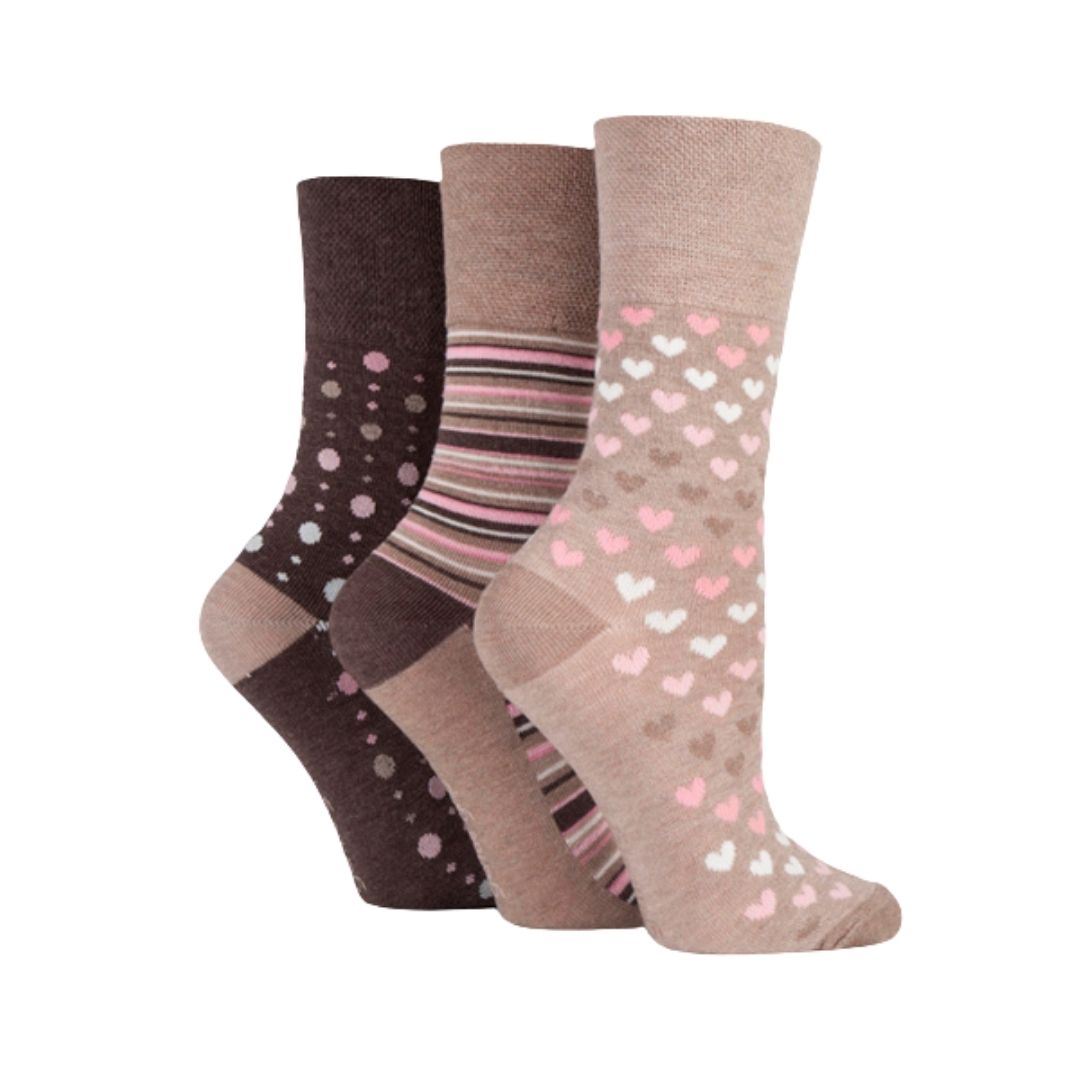 GENTLE GRIP 3pk  Crew Socks-Bamboo-Womens 4-8