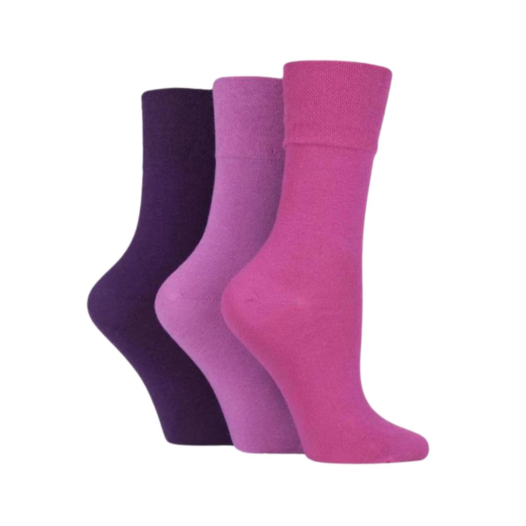 IOMI FOOTNURSE 3Pk Gentle Grip Diabetic Socks-Womens 4-8