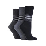 Load image into Gallery viewer, GENTLE GRIP 3Pk Crew Socks - Plain Stripe - Women&#39;s UK 4-8
