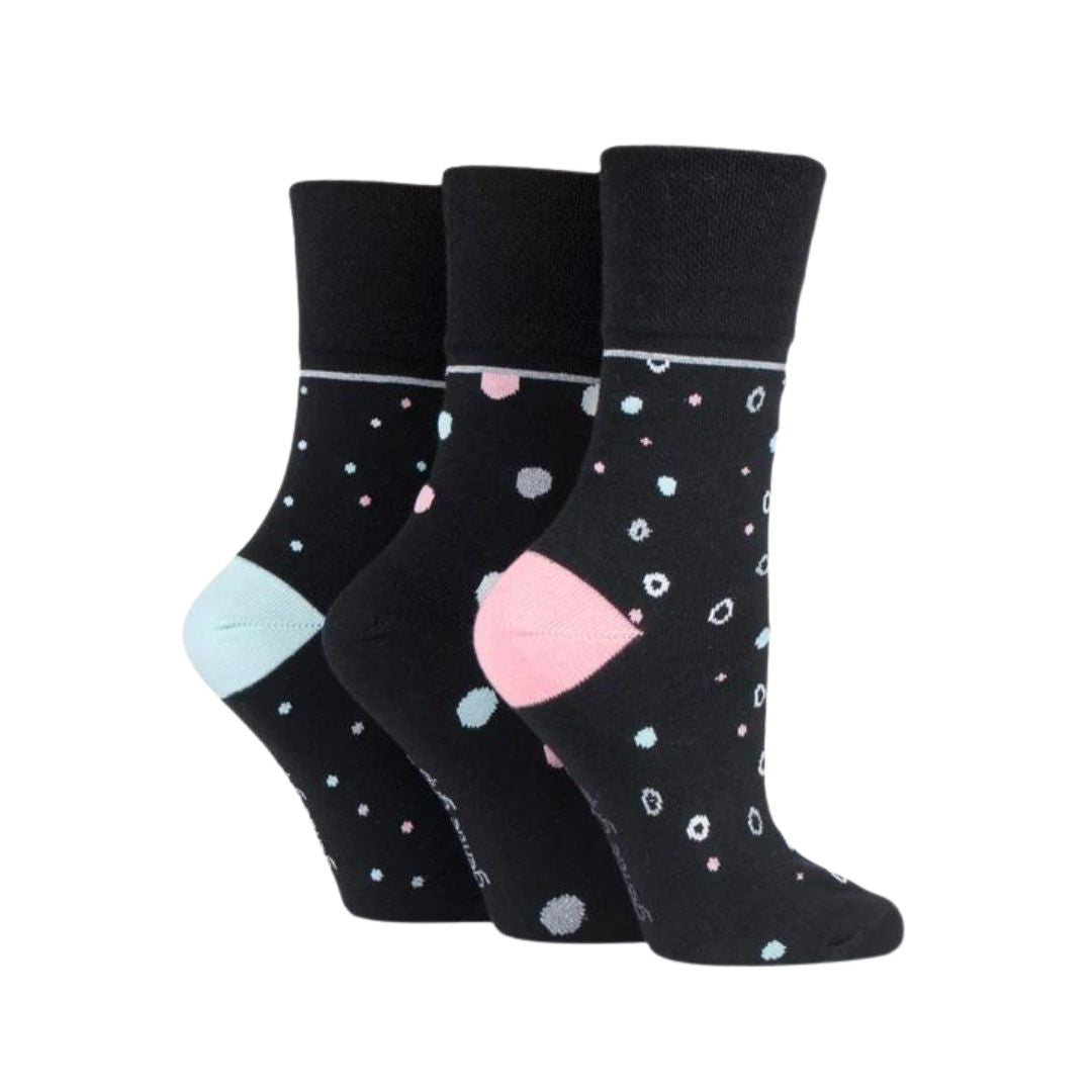 GENTLE GRIP 3PK Crew Socks Patterned Spot - Women's