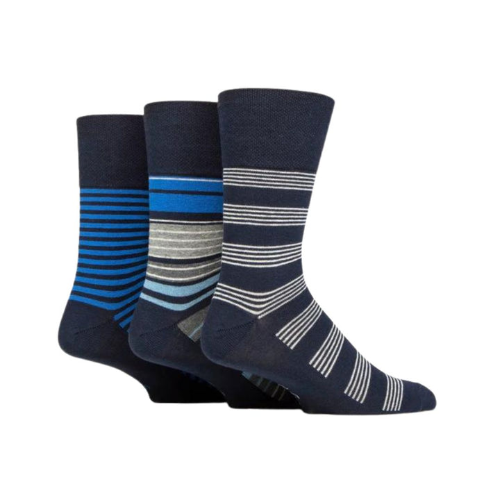 GENTLE GRIP 3Pk Printed Stripe Business Socks - Men's