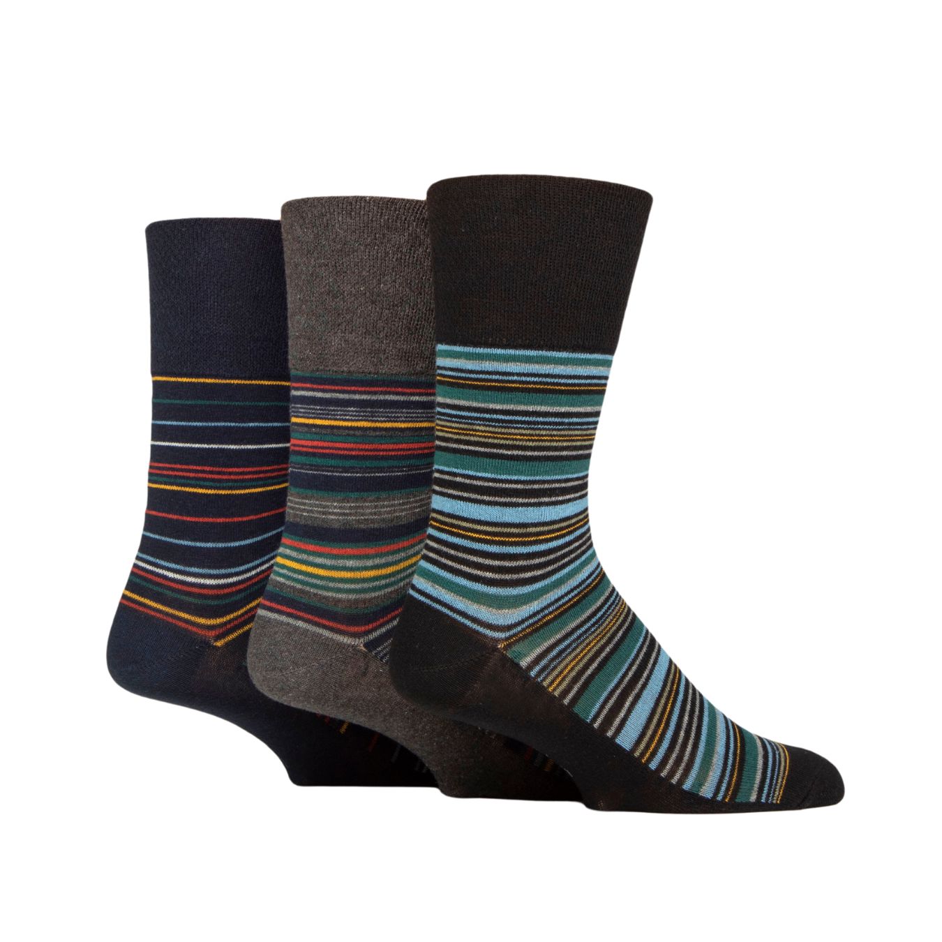 GENTLE GRIP 3Pk Printed Stripe Business Socks - Men's