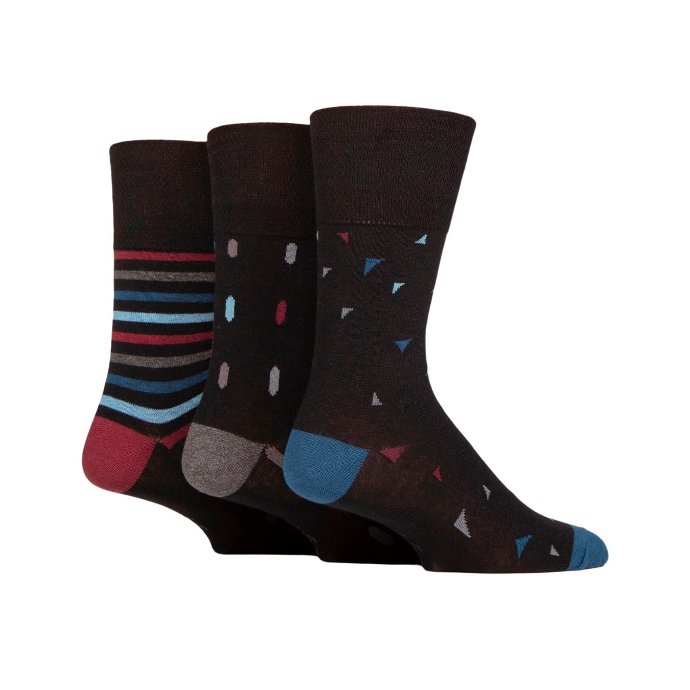 GENTLE GRIP 3Pk Business Socks-Print-Mens 6-11