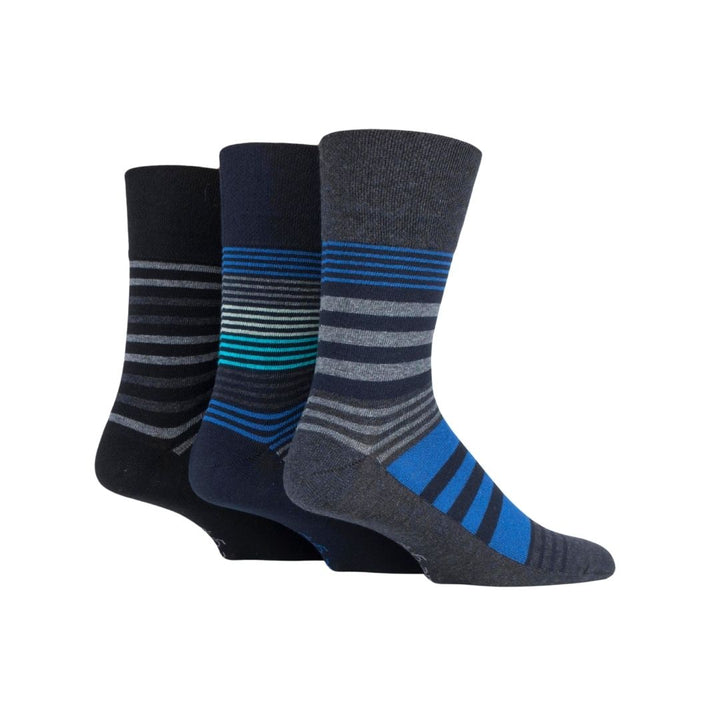 GENTLE GRIP 3Pk Printed Stripe Business Socks - Men's