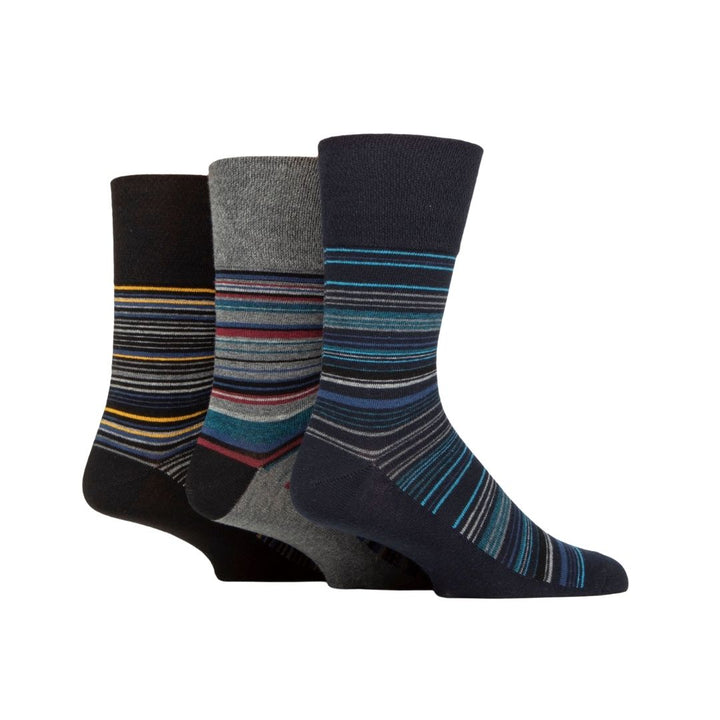 GENTLE GRIP 3Pk Printed Stripe Business Socks - Men's