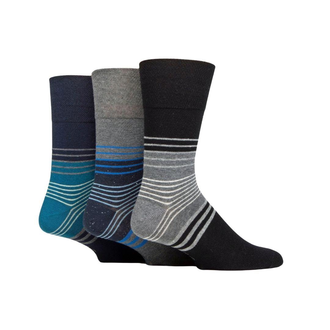 GENTLE GRIP 3Pk Printed Stripe Business Socks - Men's