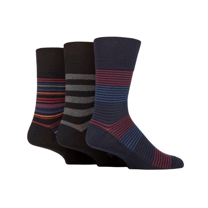 GENTLE GRIP 3Pk Printed Stripe Business Socks - Men's