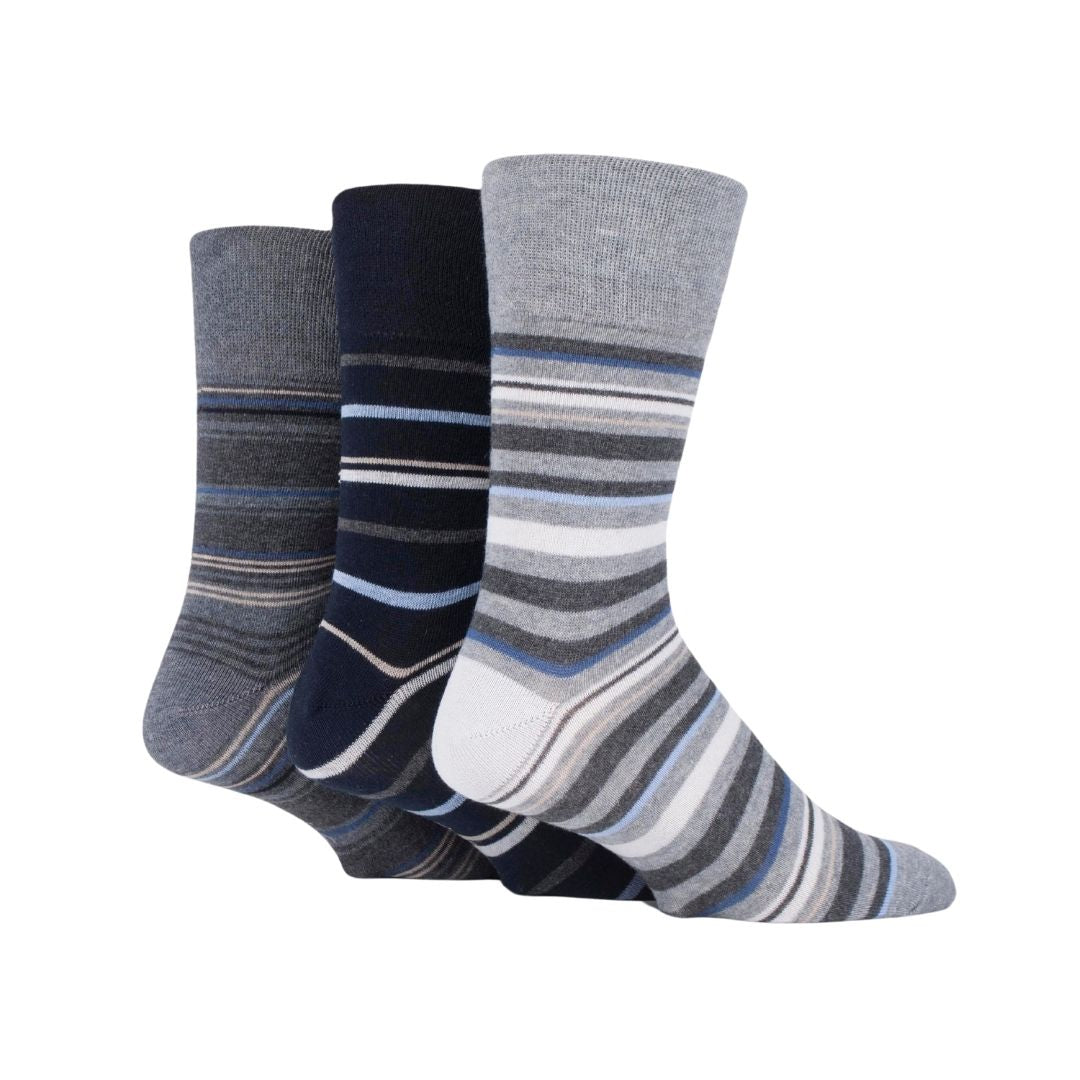 GENTLE GRIP 3Pk Printed Stripe Business Socks - Men's