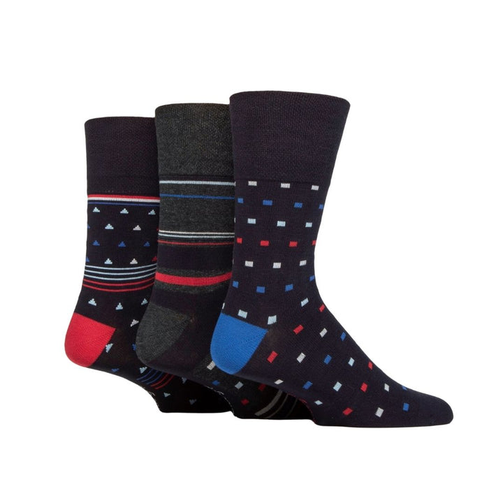 GENTLE GRIP 3Pk Bamboo Crew Socks-Prints-Mens 6-11