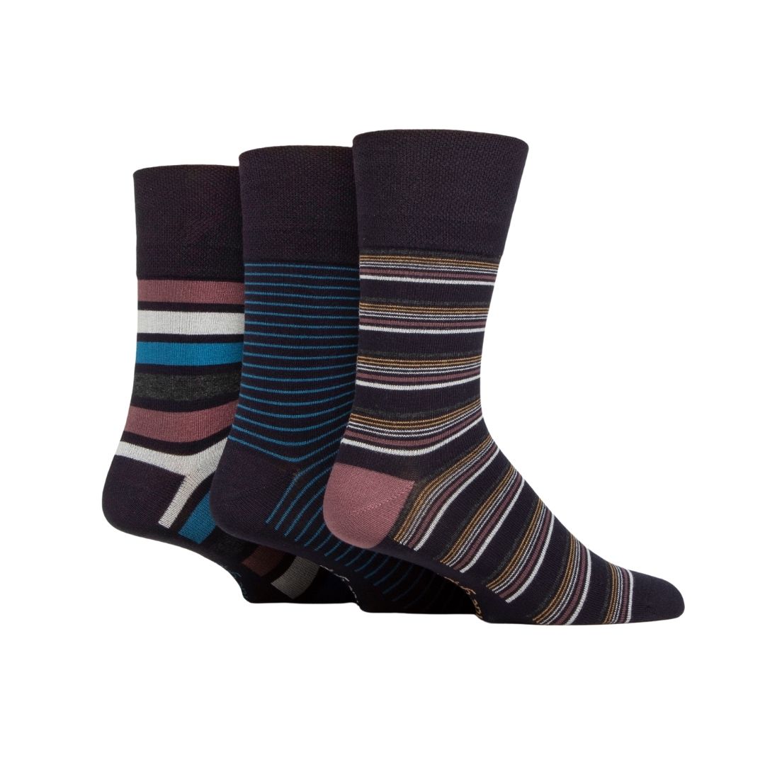 GENTLE GRIP 3Pk Bamboo Crew Socks-Prints-Mens 6-11