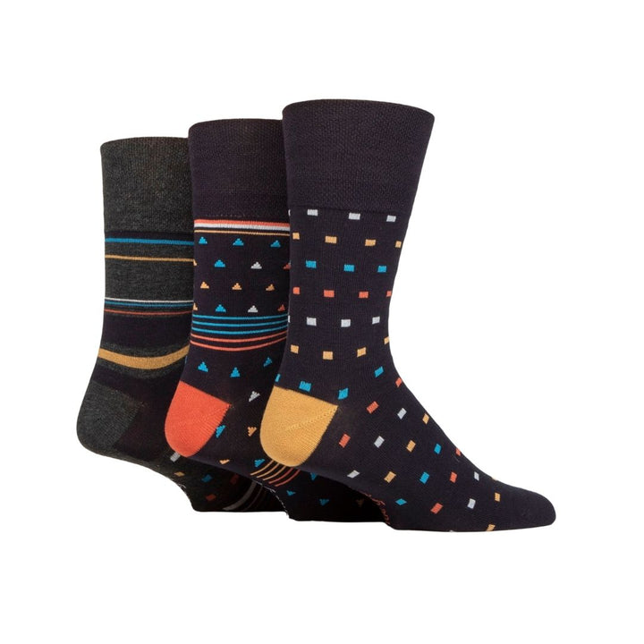 GENTLE GRIP 3Pk Bamboo Crew Socks-Prints-Mens 6-11