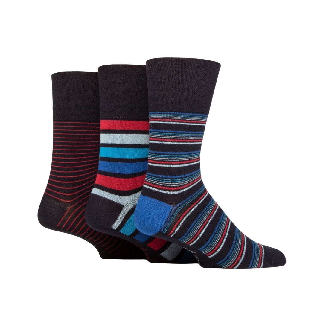 GENTLE GRIP 3Pk Bamboo Crew Socks-Prints-Mens 6-11