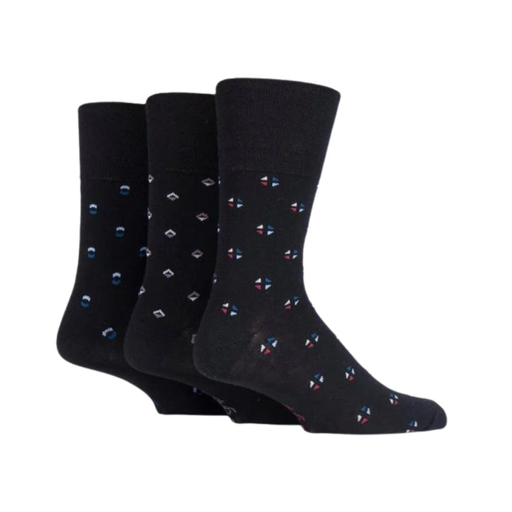 GENTLE GRIP 3Pk Business Socks-Print-Mens 6-11