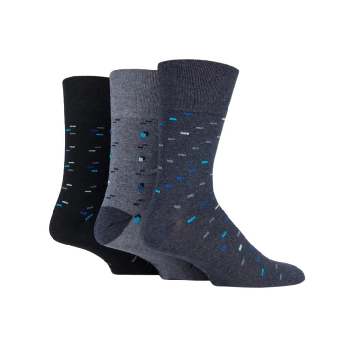 GENTLE GRIP 3Pk Business Socks-Print-Mens 6-11