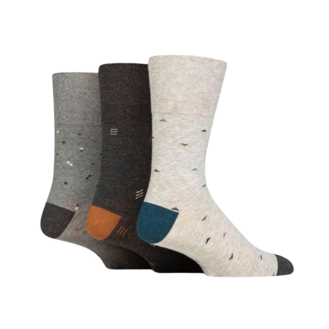 GENTLE GRIP 3Pk Business Socks-Print-Mens 6-11