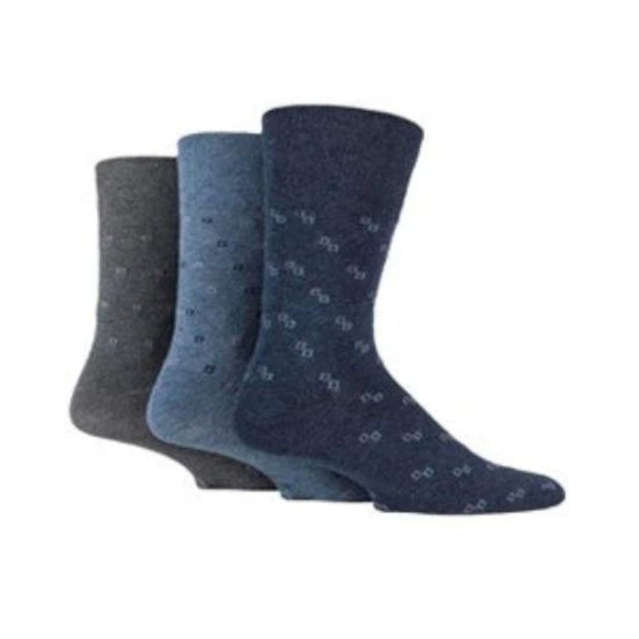 GENTLE GRIP 3Pk Business Print Socks - Men's Bigfoot