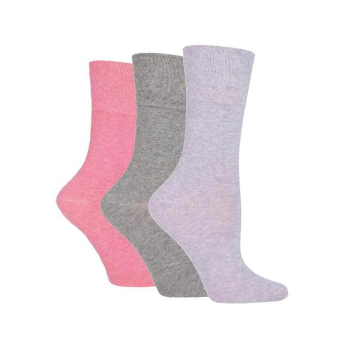 GENTLE GRIP 3Pk Plain Crew Socks - Womens