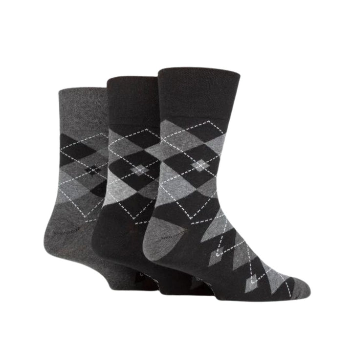 GENTLE GRIP 3Pk Business Socks-Argyle-Mens