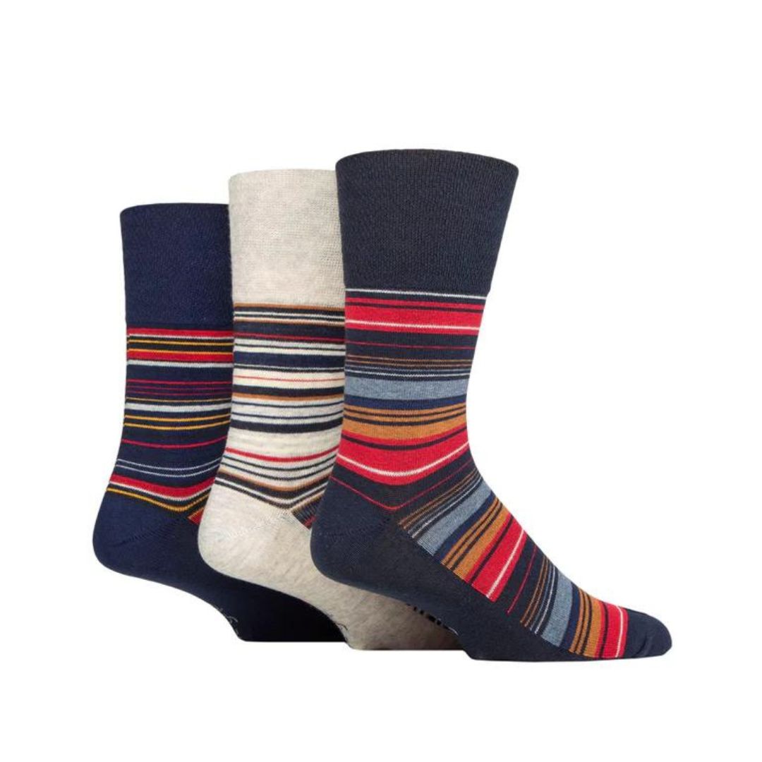 GENTLE GRIP 3Pk Printed Stripe Business Socks - Men's