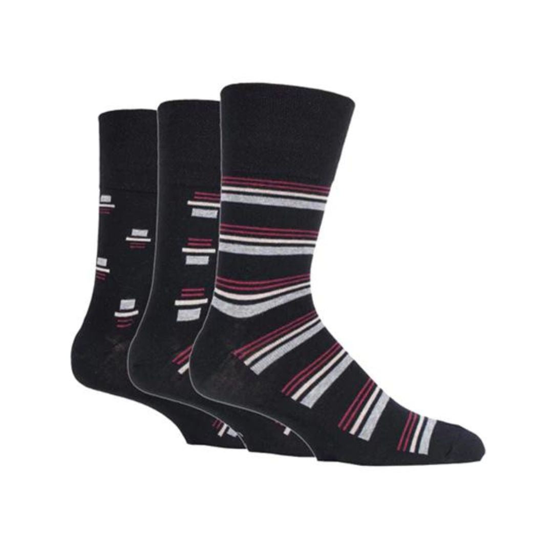 GENTLE GRIP 3Pk Business Socks-Print-Mens 6-11