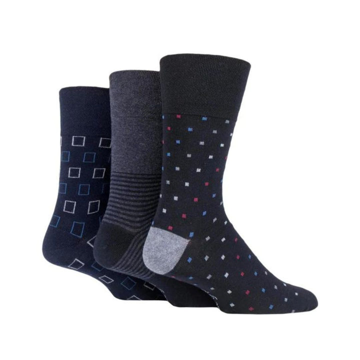 GENTLE GRIP 3Pk Business Socks-Print-Mens 6-11