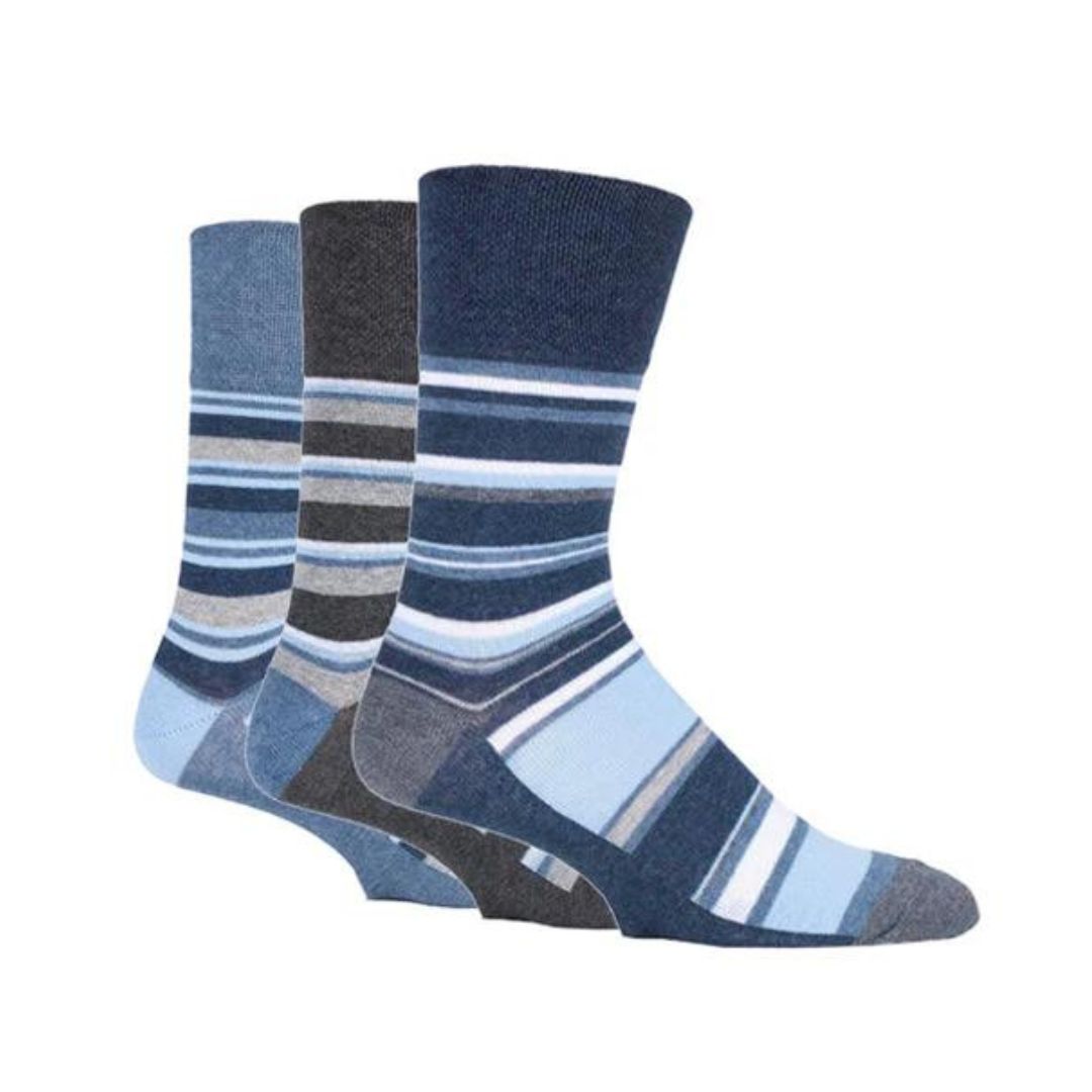 GENTLE GRIP 3Pk Printed Stripe Business Socks - Men's