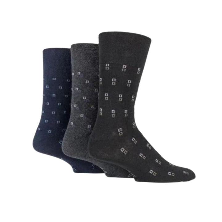 GENTLE GRIP 3Pk Business Print Socks - Men's Bigfoot