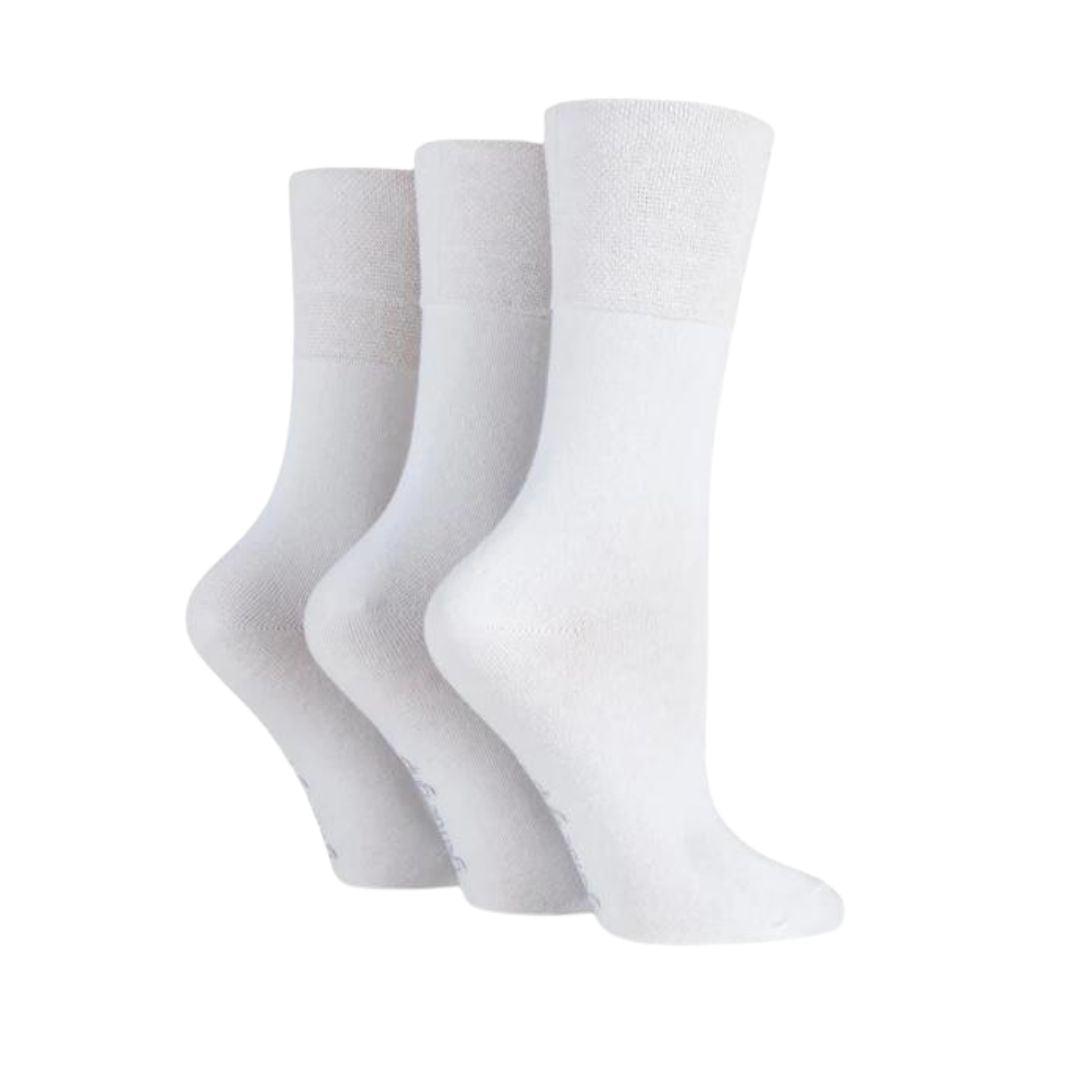 GENTLE GRIP 3Pk Plain Crew Socks - Womens