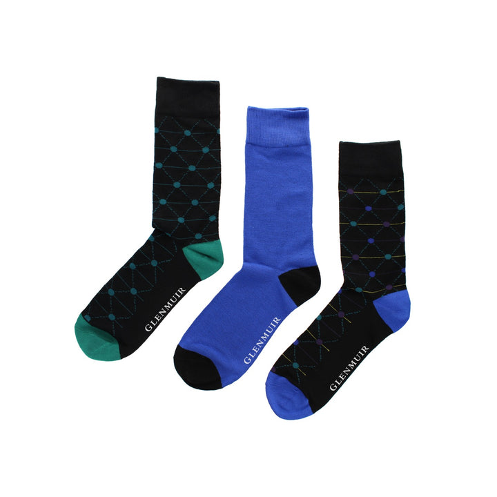 GLENMUIR 3PK Spotted Bamboo Crew Socks - Men's  7-11