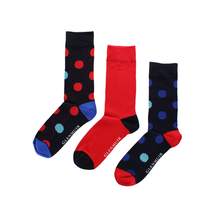 GLENMUIR 3PK Spotted Bamboo Crew Socks - Men's  7-11