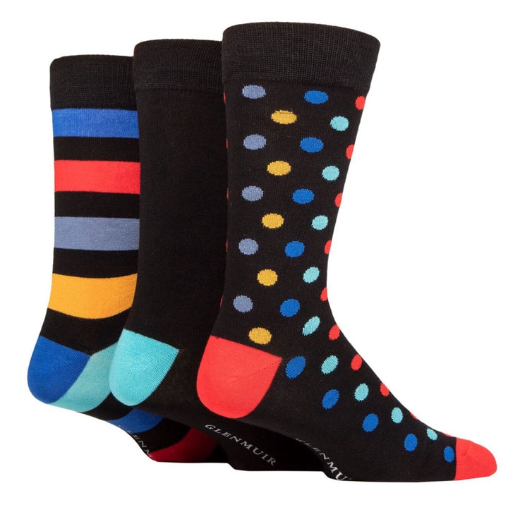 GLENMUIR 3PK Spotted Bamboo Crew Socks - Men's  7-11