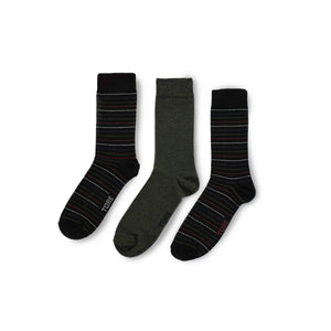 TORE 3Pk 100% Recycled Fashion Fine Stripes Socks - Men's