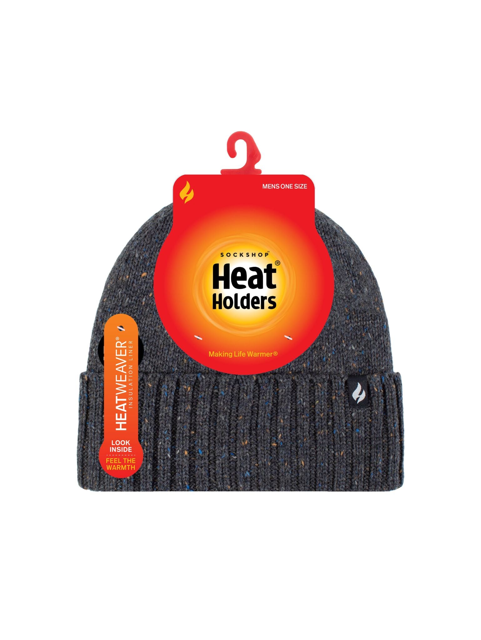 HEAT HOLDERS Andes Ribbed Turnover Thermal Beanie with Coloured Fleck - Mens