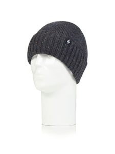 HEAT HOLDERS Andes Ribbed Turnover Thermal Beanie with Coloured Fleck - Mens