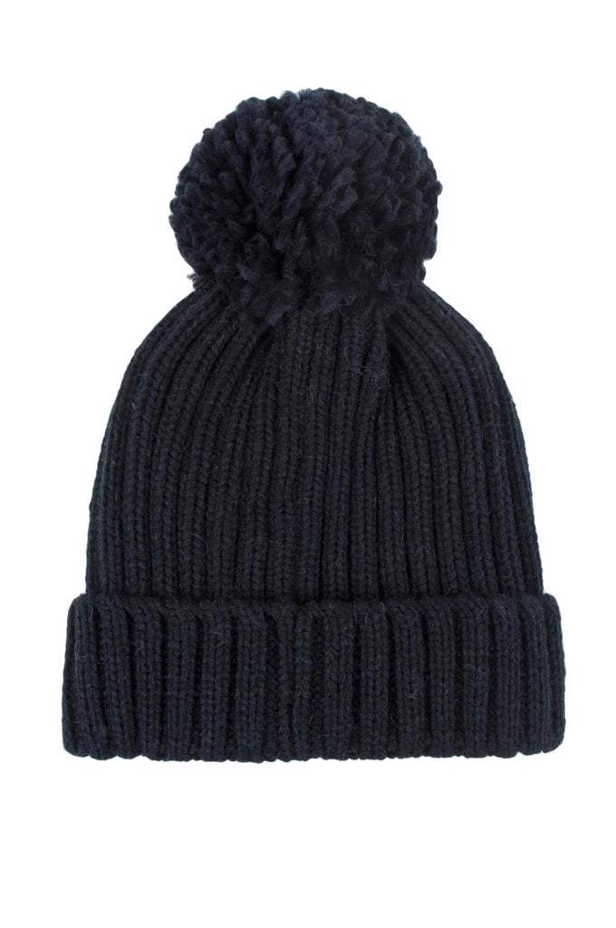 HEAT HOLDERS Kids Rockies Ribbed Thermal Beanie with Pom Pom- Unisex 7-10 Years