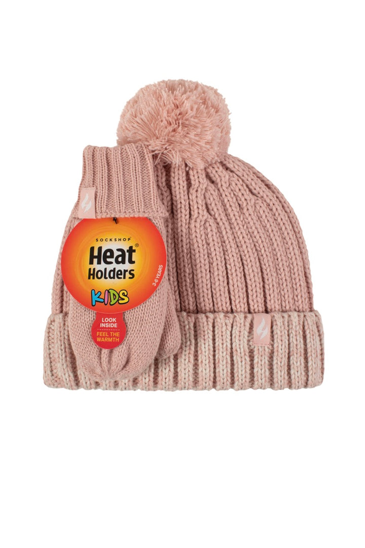 HEAT HOLDERS Snowball Beanie & Mittens Set - Kids 3-6 Years