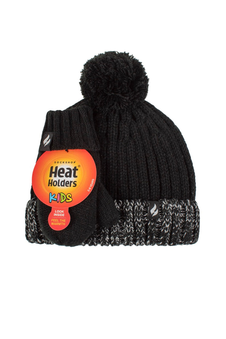 HEAT HOLDERS Snowball Beanie & Mittens Set - Kids 3-6 Years