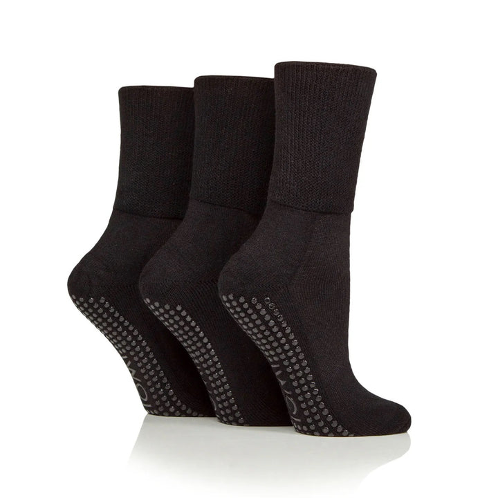 IOMI FOOTNURSE 3PK Bamboo Cushion Foot Diabetic Socks with Non-Slip Grip