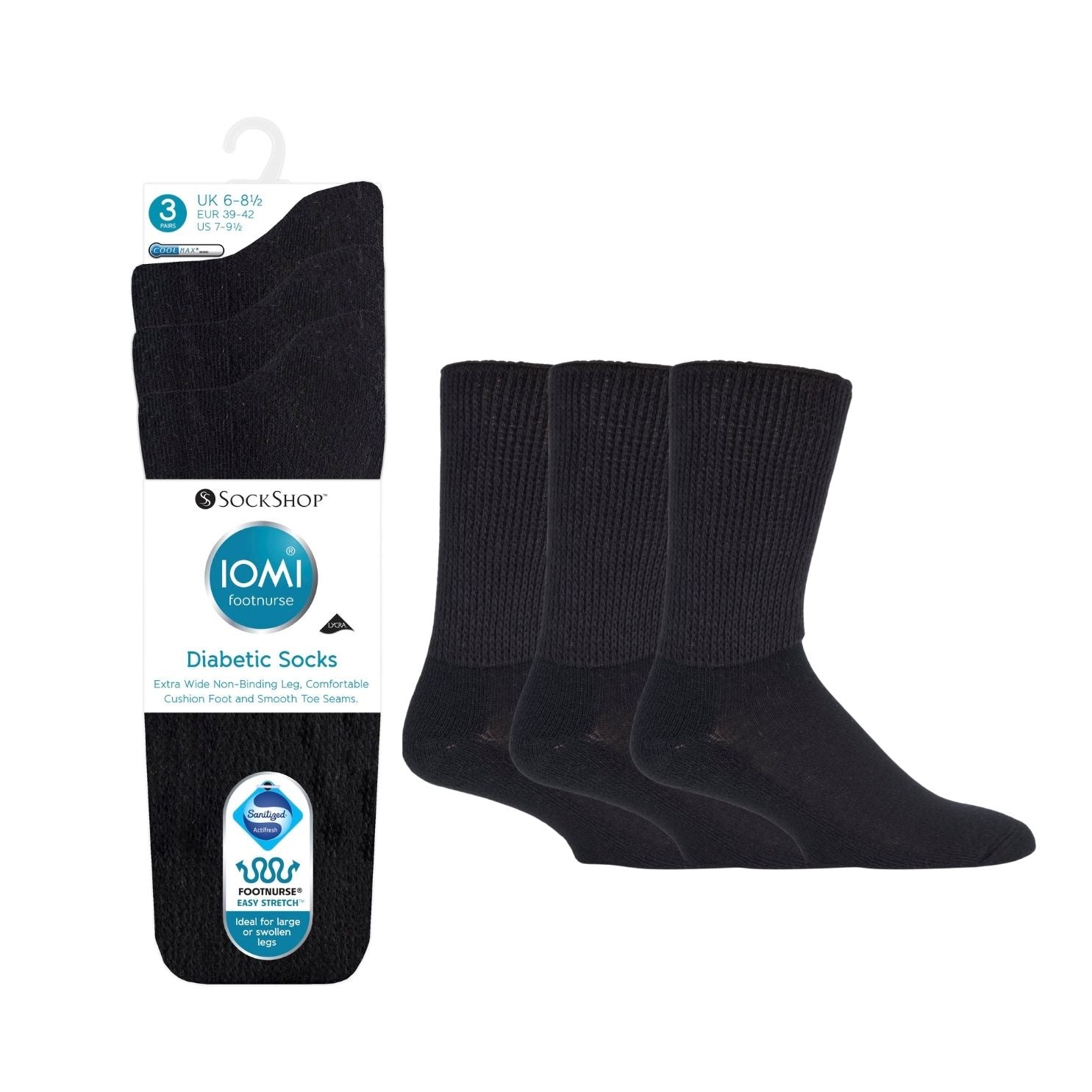IOMI FOOTNURSE 3Pk Cushion Foot Diabetic Socks