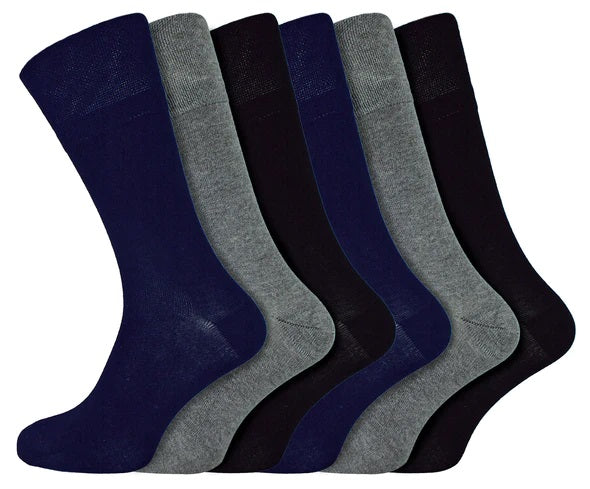 Men's Diabetic Socks 3-Pack - Gentle Grip, Cotton, Wide Calf For Comfort All Day