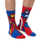 Load image into Gallery viewer, HEAT HOLDERS 1Pk Licensed Lite Thermal Marvel Iron Man &amp; Captain America Socks - Mens

