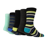 Load image into Gallery viewer, WILDFEET 5PK Bamboo Jacquard Stripe Crew Socks- Mens 7-11
