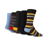 Load image into Gallery viewer, WILDFEET 5PK Bamboo Jacquard Stripe Crew Socks- Mens 7-11
