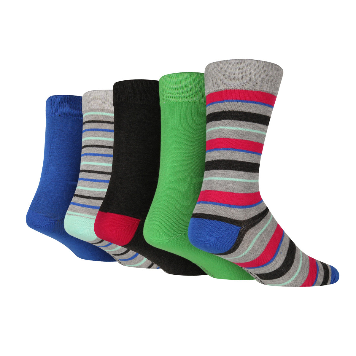 WILDFEET 5PK Bamboo Jacquard Stripe Crew Socks- Mens 7-11