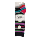 Load image into Gallery viewer, WILDFEET 5PK Bamboo Jacquard Stripe Crew Socks- Mens 7-11
