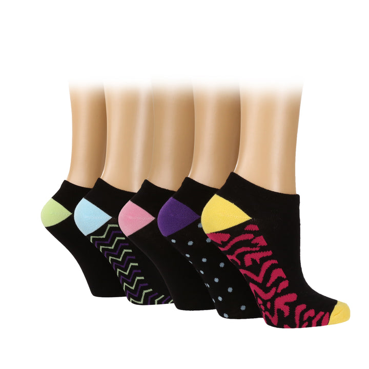 WildFeet 5PK Ladies Bamboo Patterned Trainer Socks